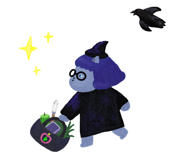 黑眼包插畫-女巫與烏鴉